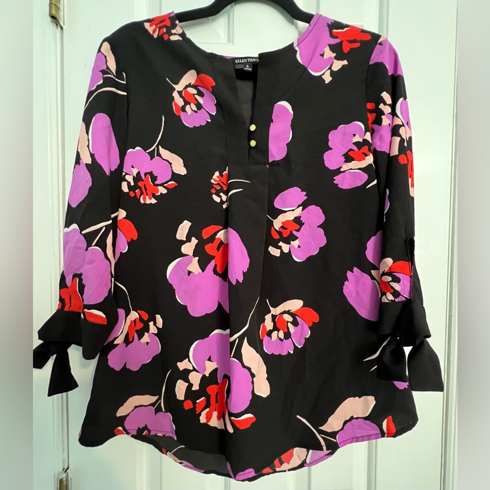 Ellen Tracy Floral 3/4 Sleeve Blouse